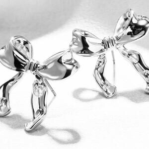 Silver Bow Stud Earrings